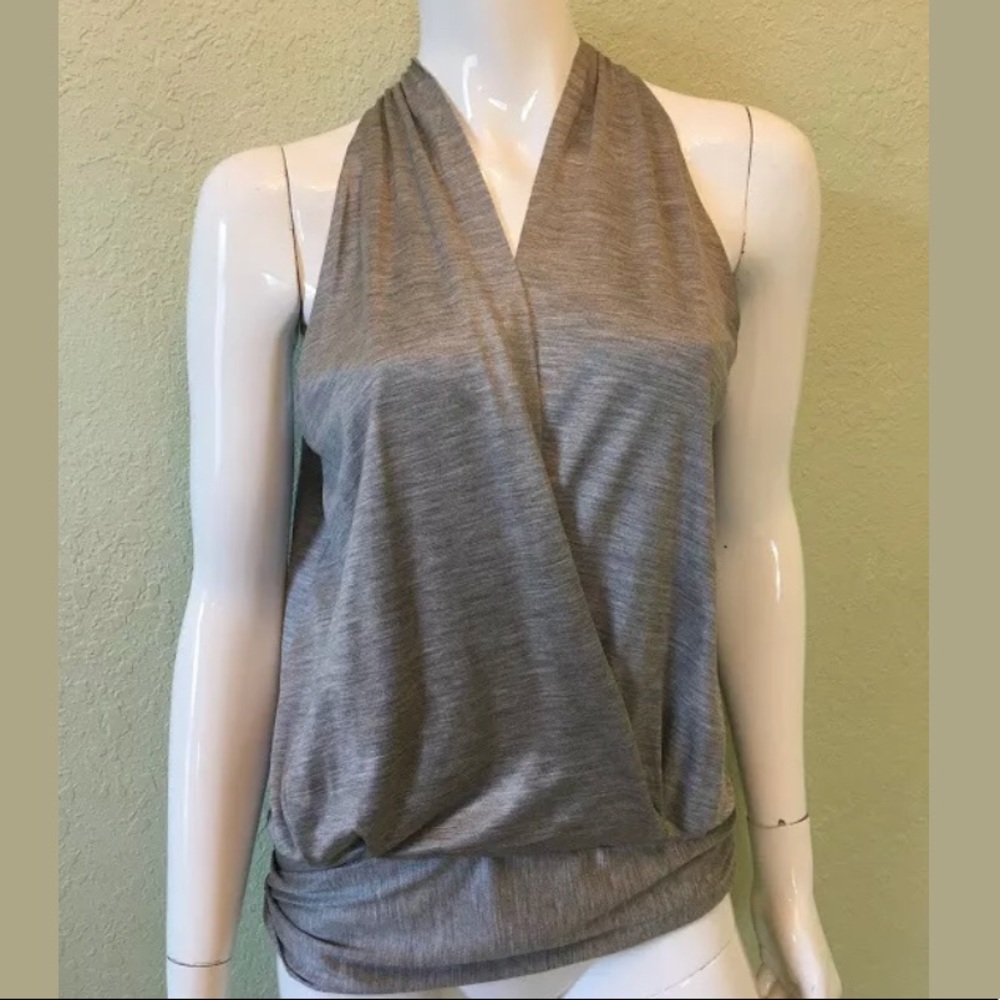 ADAM LIPPES silk plunge neckline drape blouse